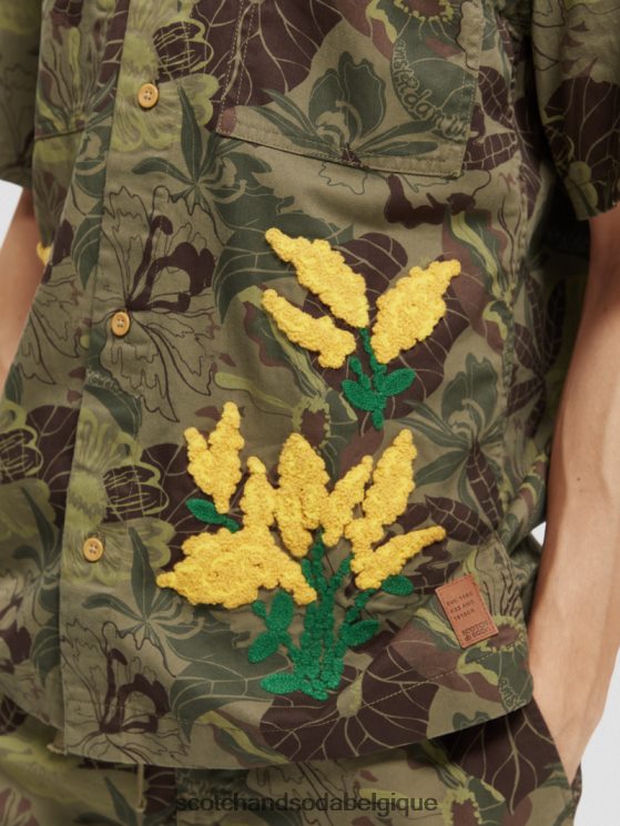 vêtements Scotch & Soda chemise en sergé imprimé à broderies- Scotch and Soda Namur camouflage floral 6BZRBF328