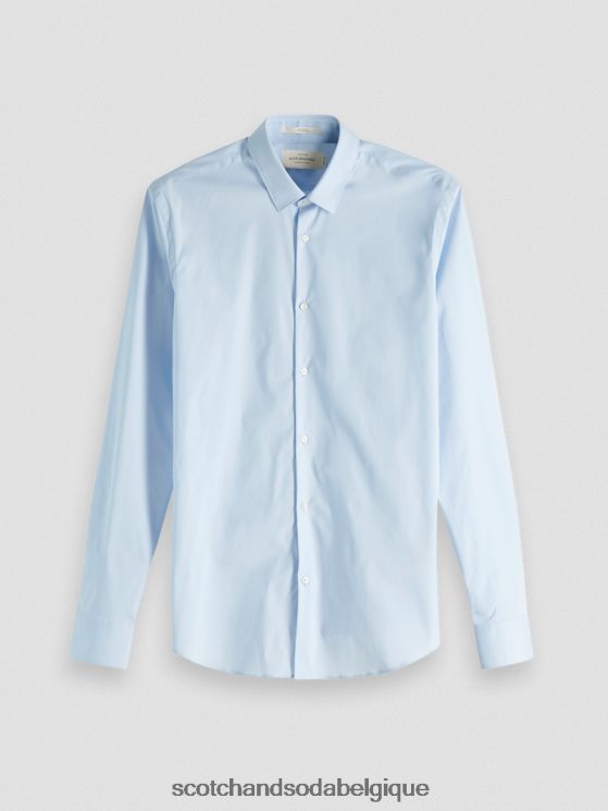 vêtements Scotch & Soda chemise extensible classique | coupe slim- Scotch and Soda Bruxelles bleu 6BZRBF318