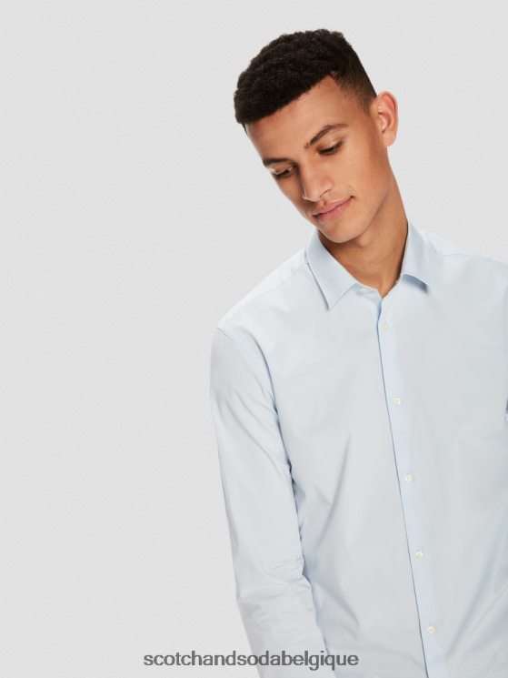 vêtements Scotch & Soda chemise extensible classique | coupe slim- Scotch and Soda Bruxelles bleu 6BZRBF318