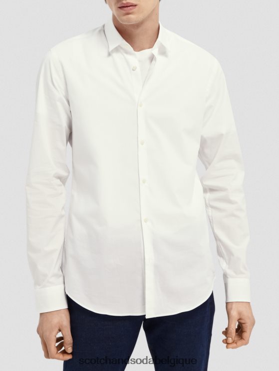 vêtements Scotch & Soda chemise extensible classique | coupe slim- Scotch and Soda Liﾨﾨge blanc 6BZRBF321