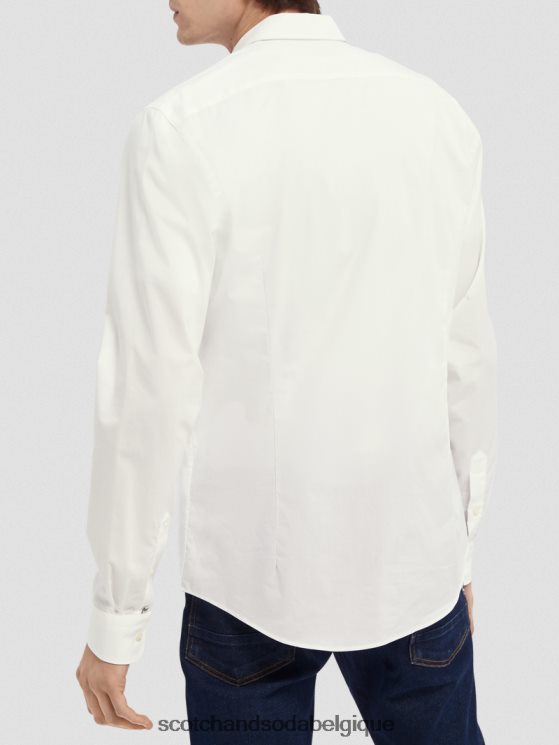 vêtements Scotch & Soda chemise extensible classique | coupe slim- Scotch and Soda Liﾨﾨge blanc 6BZRBF321