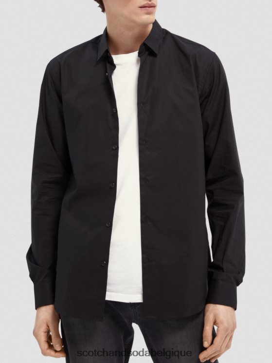 vêtements Scotch & Soda chemise extensible classique | coupe slim- Scotch and Soda Namur noir 6BZRBF319