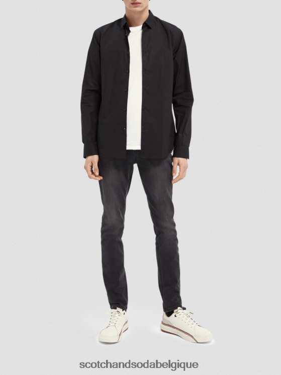 vêtements Scotch & Soda chemise extensible classique | coupe slim- Scotch and Soda Namur noir 6BZRBF319