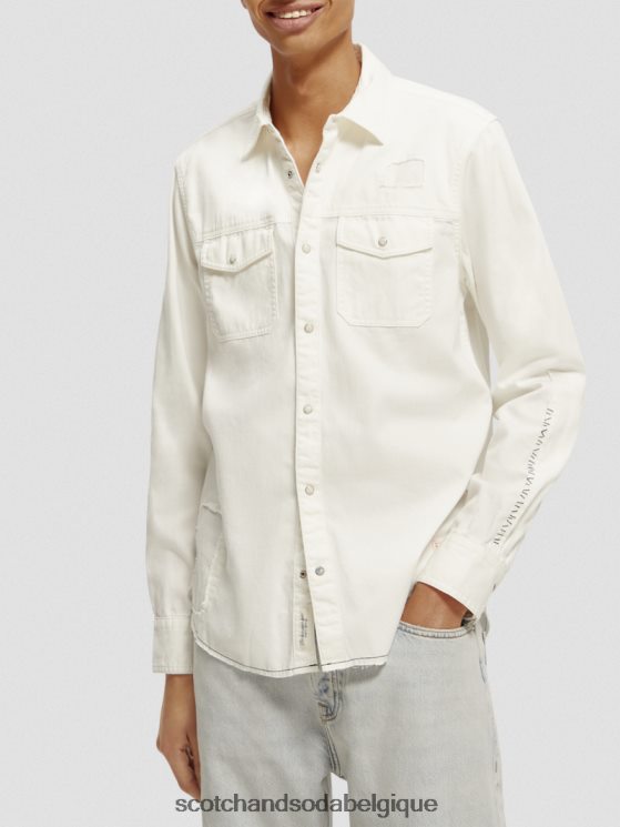 vêtements Scotch & Soda réparer une chemise en jean western détaillée- Scotch and Soda Namur blanc cassé 6BZRBF346