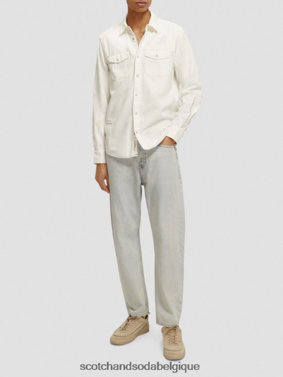 vêtements Scotch & Soda réparer une chemise en jean western détaillée- Scotch and Soda Namur blanc cassé 6BZRBF346