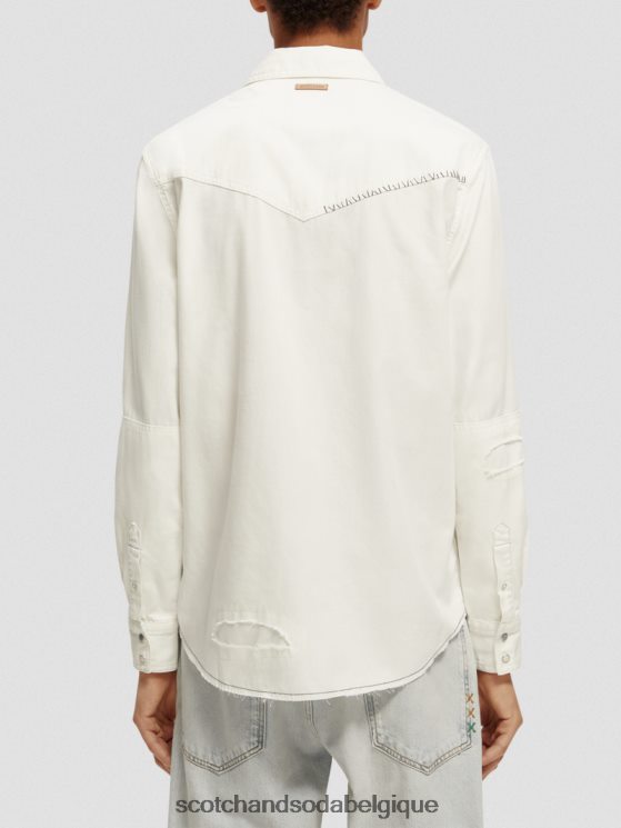 vêtements Scotch & Soda réparer une chemise en jean western détaillée- Scotch and Soda Namur blanc cassé 6BZRBF346
