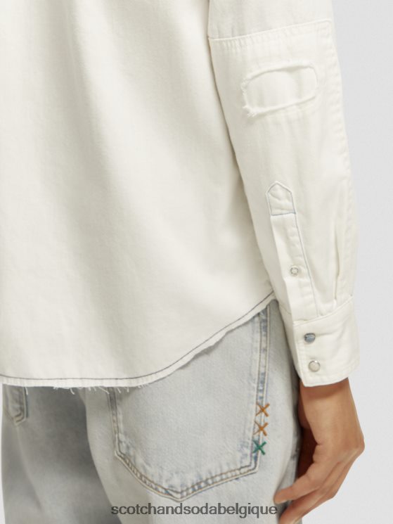 vêtements Scotch & Soda réparer une chemise en jean western détaillée- Scotch and Soda Namur blanc cassé 6BZRBF346