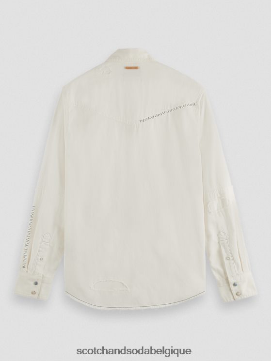 vêtements Scotch & Soda réparer une chemise en jean western détaillée- Scotch and Soda Namur blanc cassé 6BZRBF346