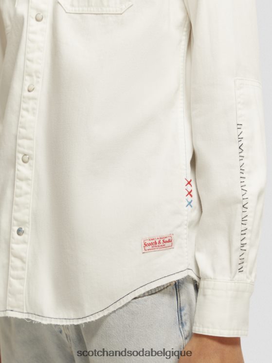 vêtements Scotch & Soda réparer une chemise en jean western détaillée- Scotch and Soda Namur blanc cassé 6BZRBF346