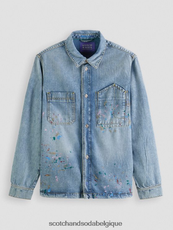 vêtements Scotch & Soda surchemise en jean à détails de peinture- Scotch and Soda parfum indigo lavé 6BZRBF313
