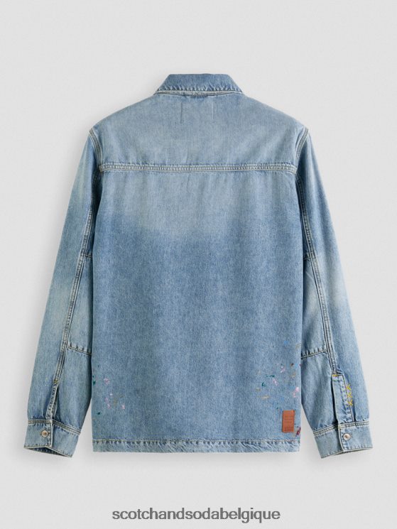 vêtements Scotch & Soda surchemise en jean à détails de peinture- Scotch and Soda parfum indigo lavé 6BZRBF313