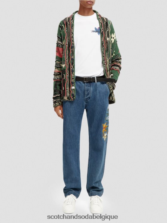 vêtements Scotch & Soda The Verve - Jean de travail brodé à jambe droite- Scotch and Soda outlet sable 6BZRBF586