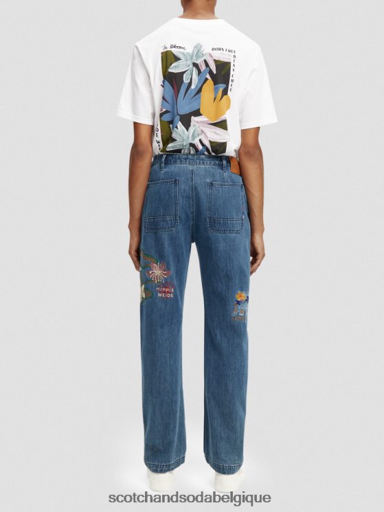 vêtements Scotch & Soda The Verve - Jean de travail brodé à jambe droite- Scotch and Soda outlet sable 6BZRBF586