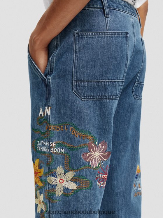 vêtements Scotch & Soda The Verve - Jean de travail brodé à jambe droite- Scotch and Soda outlet sable 6BZRBF586