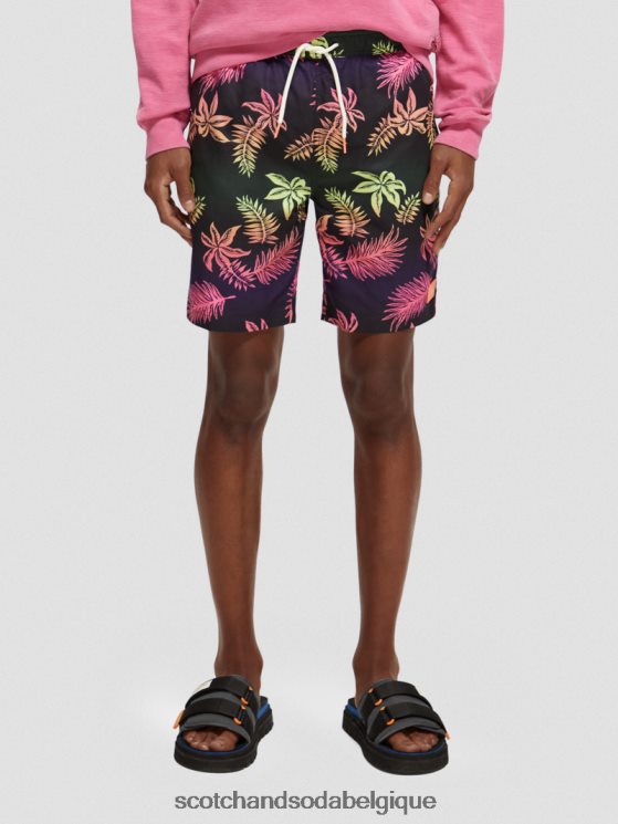vêtements Scotch & Soda short de bain long imprimé- Scotch and Soda Belgique feuille dégradée aop 6BZRBF677