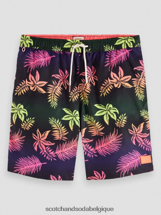 vêtements Scotch & Soda short de bain long imprimé- Scotch and Soda Belgique feuille dégradée aop 6BZRBF677