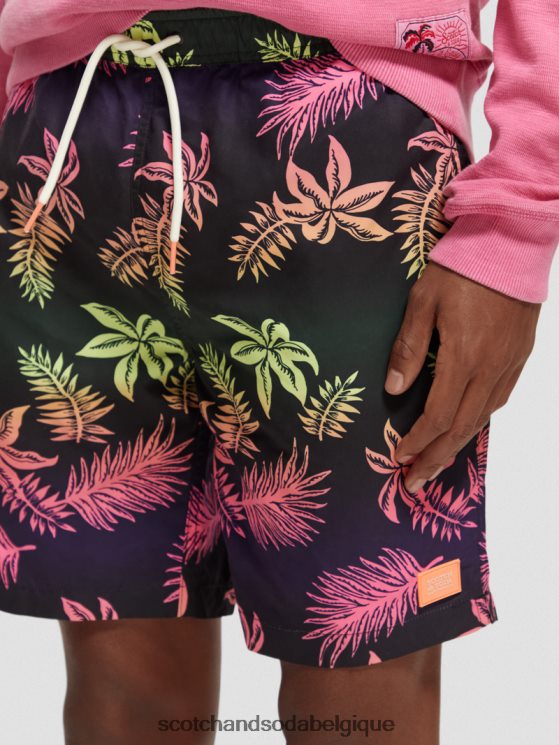 vêtements Scotch & Soda short de bain long imprimé- Scotch and Soda Belgique feuille dégradée aop 6BZRBF677