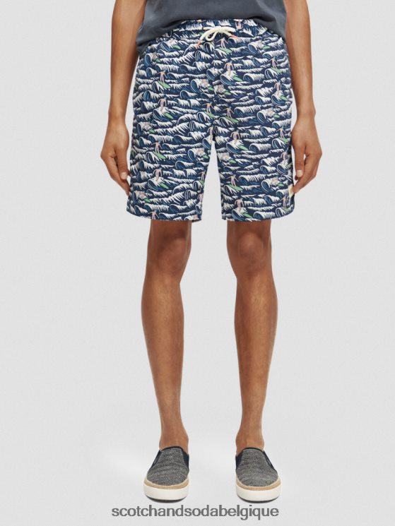 vêtements Scotch & Soda short de bain long imprimé- Scotch and Soda Bruxelles vague bleue surf aop 6BZRBF678