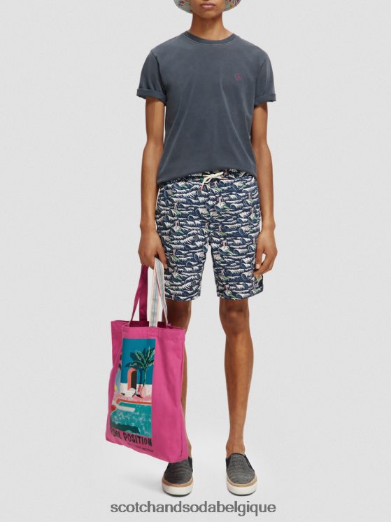 vêtements Scotch & Soda short de bain long imprimé- Scotch and Soda Bruxelles vague bleue surf aop 6BZRBF678