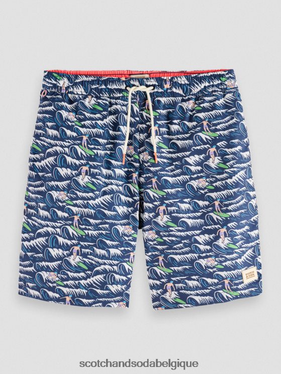 vêtements Scotch & Soda short de bain long imprimé- Scotch and Soda Bruxelles vague bleue surf aop 6BZRBF678