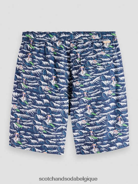 vêtements Scotch & Soda short de bain long imprimé- Scotch and Soda Bruxelles vague bleue surf aop 6BZRBF678