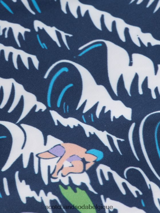 vêtements Scotch & Soda short de bain long imprimé- Scotch and Soda Bruxelles vague bleue surf aop 6BZRBF678
