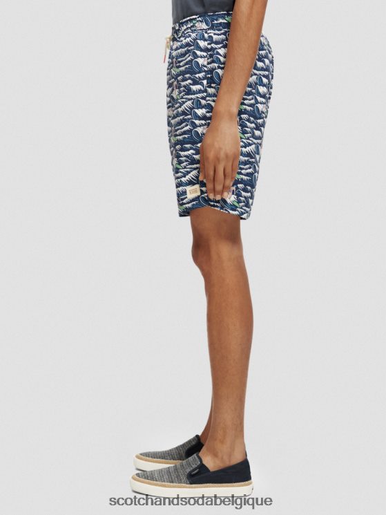 vêtements Scotch & Soda short de bain long imprimé- Scotch and Soda Bruxelles vague bleue surf aop 6BZRBF678