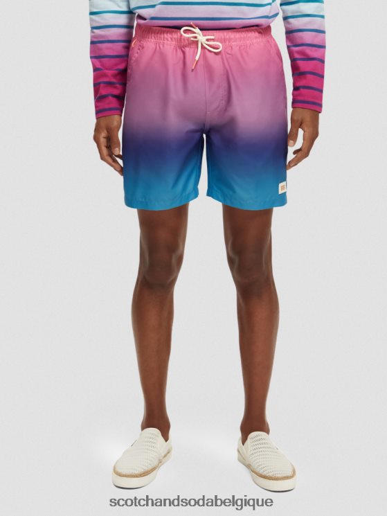 vêtements Scotch & Soda short de bain mi-long imprimé- Scotch and Soda Belgique dégradé cerise 6BZRBF695