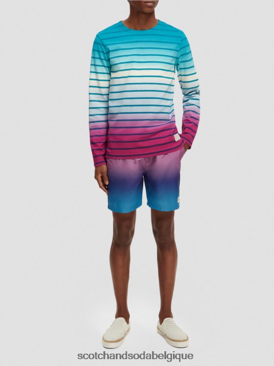 vêtements Scotch & Soda short de bain mi-long imprimé- Scotch and Soda Belgique dégradé cerise 6BZRBF695