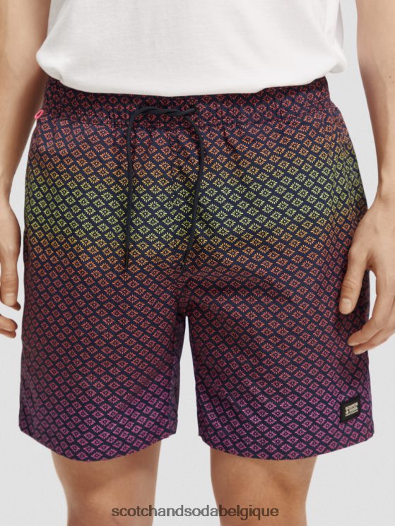 vêtements Scotch & Soda short de bain mi-long imprimé- Scotch and Soda Belgique rosette dégradée aop 6BZRBF668