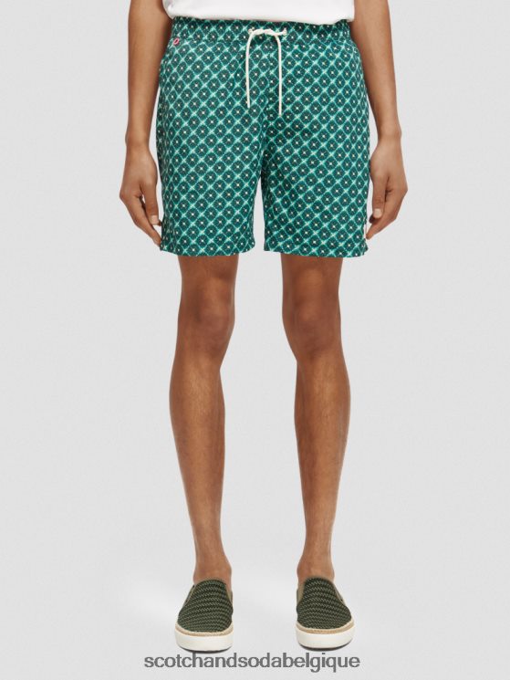 vêtements Scotch & Soda short de bain mi-long imprimé- Scotch and Soda Bruxelles carrelage turquoise aop 6BZRBF669