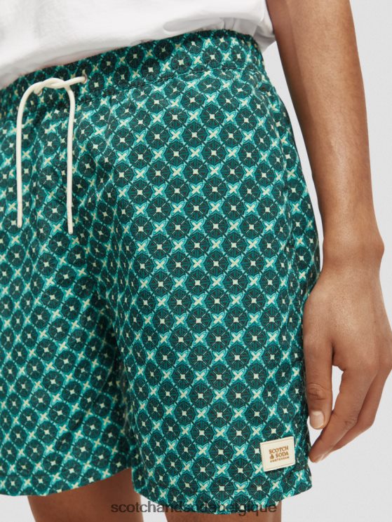 vêtements Scotch & Soda short de bain mi-long imprimé- Scotch and Soda Bruxelles carrelage turquoise aop 6BZRBF669