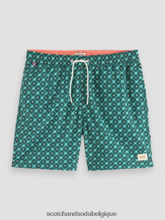 vêtements Scotch & Soda short de bain mi-long imprimé- Scotch and Soda Bruxelles carrelage turquoise aop 6BZRBF669