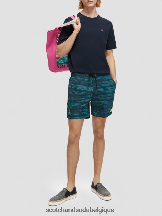 vêtements Scotch & Soda short de bain mi-long imprimé- Scotch and Soda Liﾨﾨge bande bleue 6BZRBF690