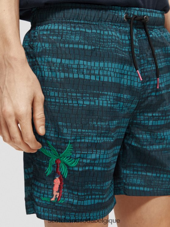 vêtements Scotch & Soda short de bain mi-long imprimé- Scotch and Soda Liﾨﾨge bande bleue 6BZRBF690