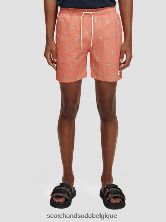 vêtements Scotch & Soda short de bain mi-long imprimé- Scotch and Soda Namur flamant surfeur aop 6BZRBF670