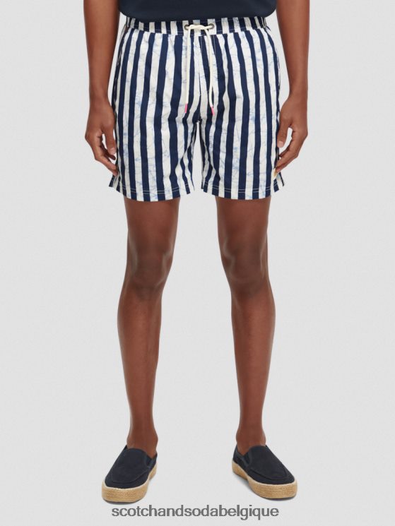 vêtements Scotch & Soda short de bain mi-long imprimé- Scotch and Soda Namur rayure tie-dye bleue 6BZRBF679