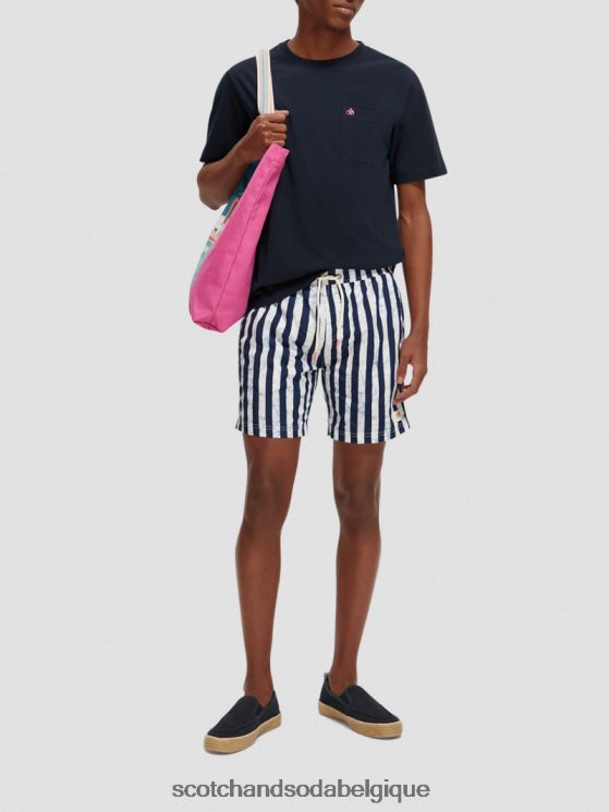 vêtements Scotch & Soda short de bain mi-long imprimé- Scotch and Soda Namur rayure tie-dye bleue 6BZRBF679