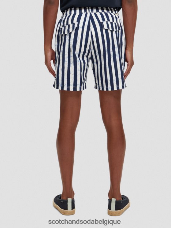 vêtements Scotch & Soda short de bain mi-long imprimé- Scotch and Soda Namur rayure tie-dye bleue 6BZRBF679