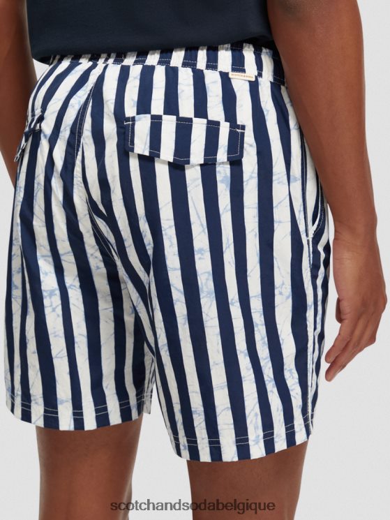 vêtements Scotch & Soda short de bain mi-long imprimé- Scotch and Soda Namur rayure tie-dye bleue 6BZRBF679