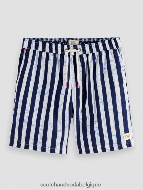 vêtements Scotch & Soda short de bain mi-long imprimé- Scotch and Soda Namur rayure tie-dye bleue 6BZRBF679