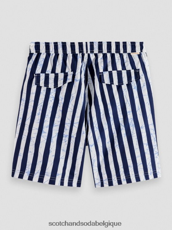 vêtements Scotch & Soda short de bain mi-long imprimé- Scotch and Soda Namur rayure tie-dye bleue 6BZRBF679