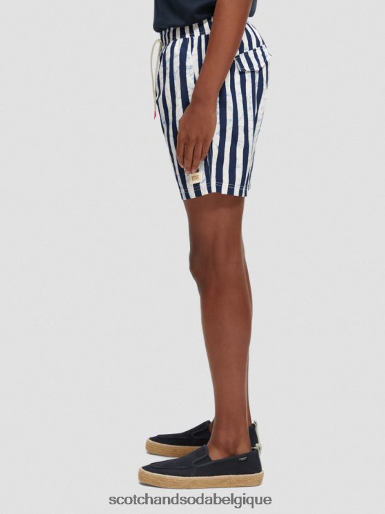 vêtements Scotch & Soda short de bain mi-long imprimé- Scotch and Soda Namur rayure tie-dye bleue 6BZRBF679