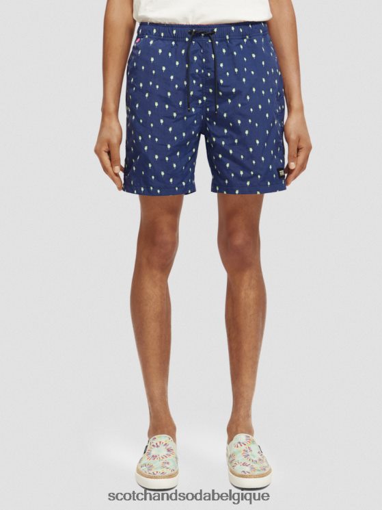 vêtements Scotch & Soda short de bain mi-long imprimé- Scotch and Soda outlet aop à pois bleu marine 6BZRBF667