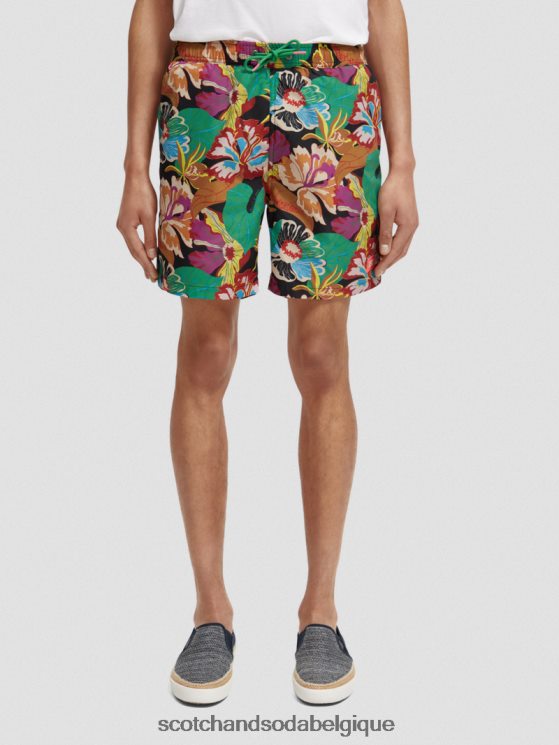 vêtements Scotch & Soda short de bain mi-long imprimé- Scotch and Soda parfum aop floral noir 6BZRBF673