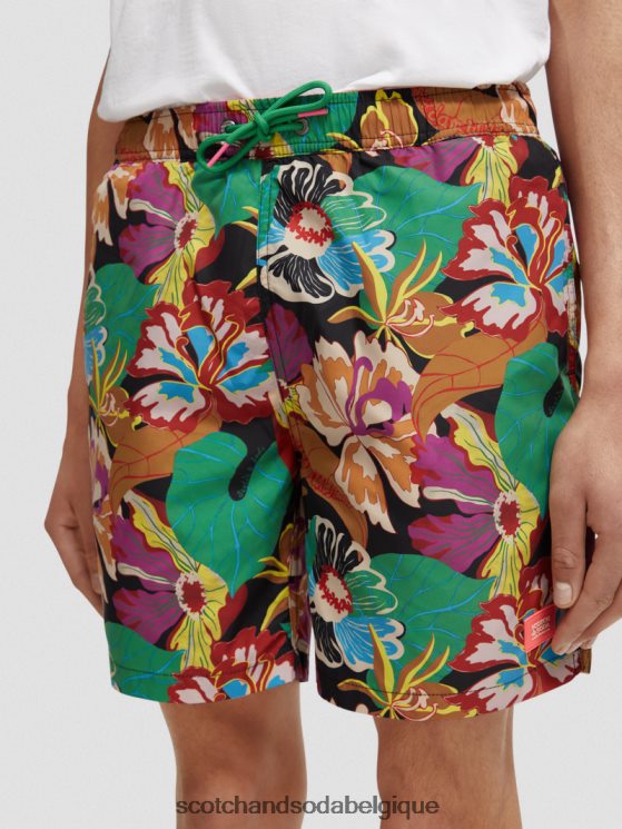 vêtements Scotch & Soda short de bain mi-long imprimé- Scotch and Soda parfum aop floral noir 6BZRBF673