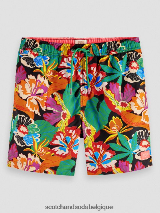 vêtements Scotch & Soda short de bain mi-long imprimé- Scotch and Soda parfum aop floral noir 6BZRBF673
