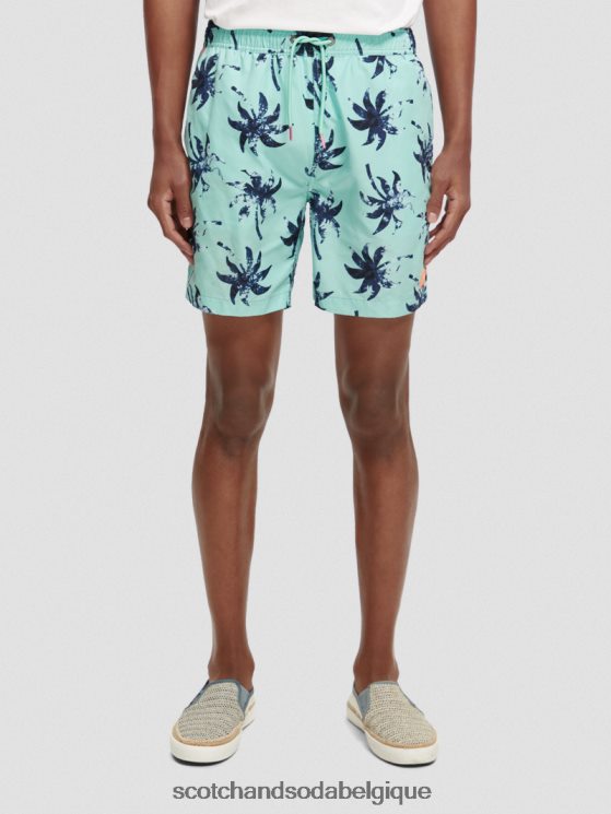vêtements Scotch & Soda short de bain mi-long imprimé- Scotch and Soda shop near me feuille de cire de menthe aop 6BZRBF675
