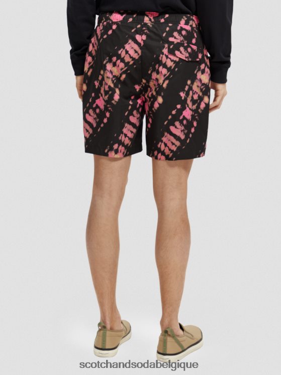 vêtements Scotch & Soda short de bain mi-long imprimé tie-dye- Scotch and Soda Belgique teinture de cravate noire 6BZRBF686