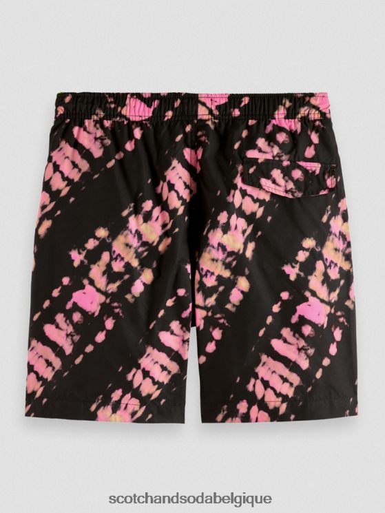 vêtements Scotch & Soda short de bain mi-long imprimé tie-dye- Scotch and Soda Belgique teinture de cravate noire 6BZRBF686